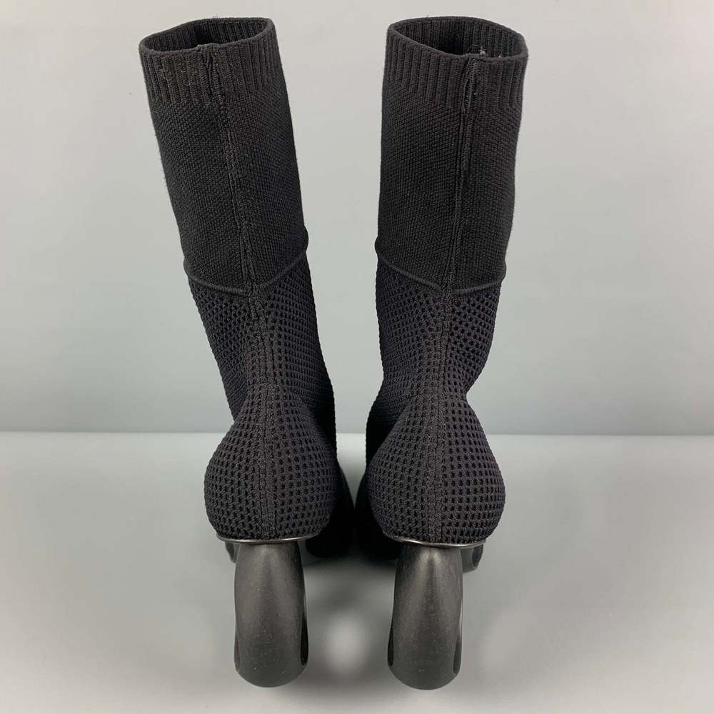 BURBERRY Black Nylon Knitted Pointed Toe Boots - Picture 5 of 7